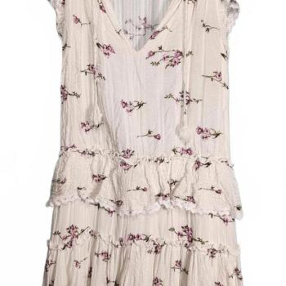 Skylar + Madison Women's‎ White Floral Tiered V Neck Sundress Size Large